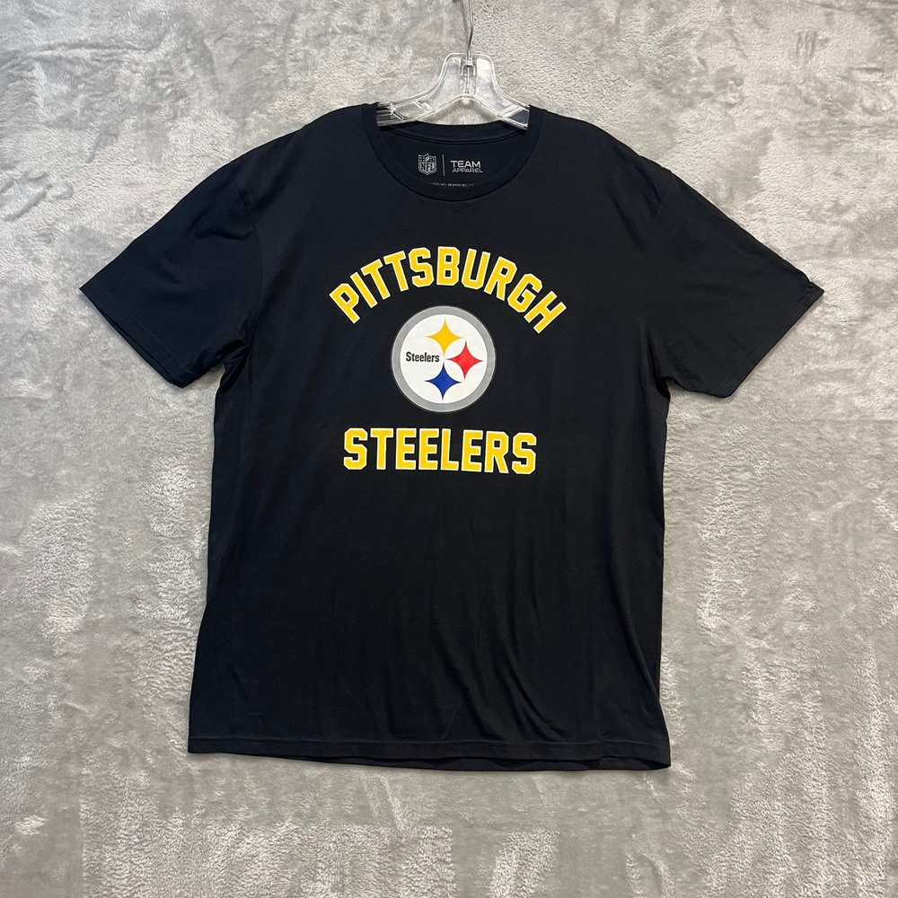 NFL Team Apparel Pittsburgh Steelers T-Shirt Mens Large Black Graphic Tee
